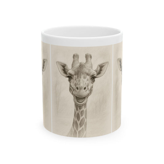 Giraffe Smile Ceramic Mug - Cute Animal Coffee Cup, Perfect Gift for Safari Lovers, Animal Lovers, Birthdays