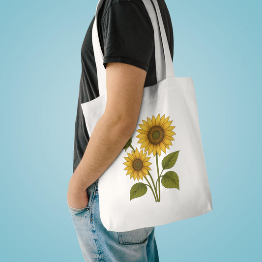 Sunflower Cotton Tote Bag, Perfect for Eco-Friendly Shopping, Beach Trips, Gift for Gardeners, Custom Reusable Tote