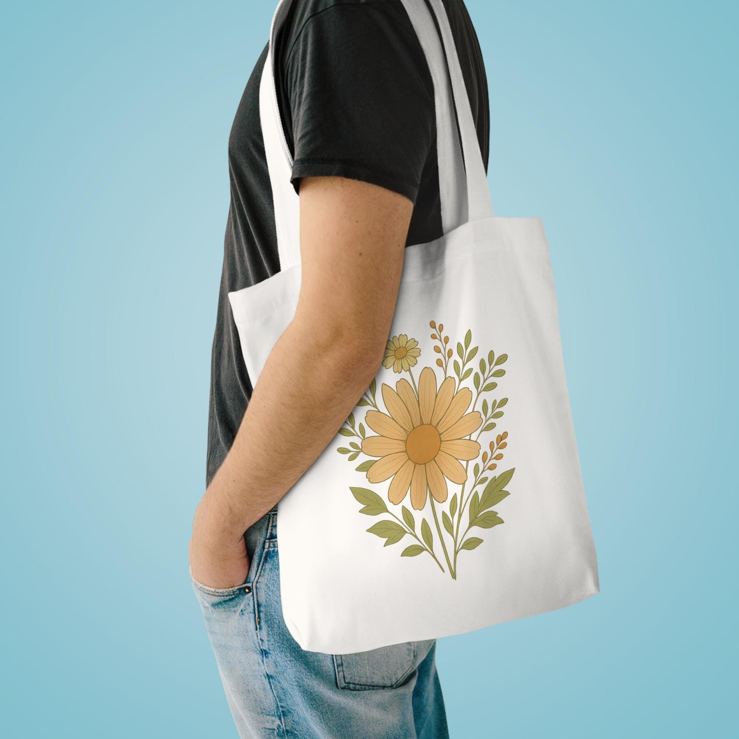 Floral Cotton Tote Bag - Eco-Friendly Shopping, Beach, Gym, Gardening, Gift for Her, Summer Vibes