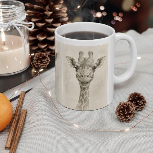 Giraffe Smile Ceramic Mug - Cute Animal Coffee Cup, Perfect Gift for Safari Lovers, Animal Lovers, Birthdays
